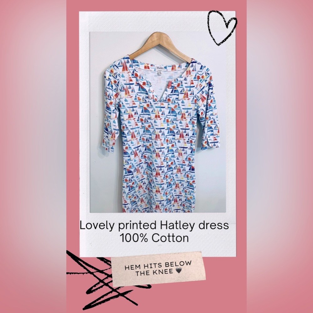 This simple semi-fitted dress is made from 100% cotton and is xs.